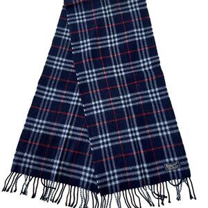 Burberrys Classic Check Scarf Black 100% Lambswool Unisex Scarf Made In England